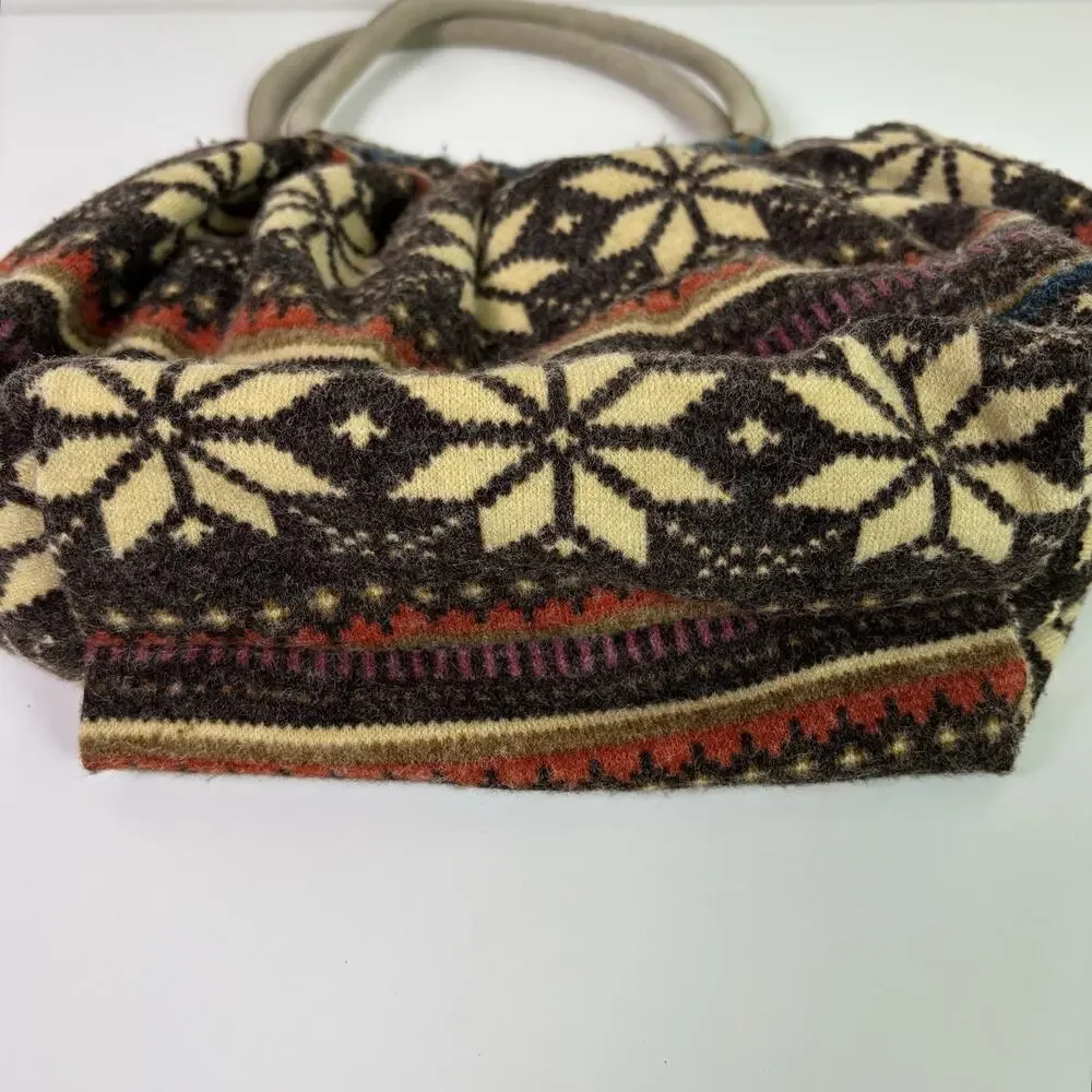 Mossimo Y2K Fair Isle Round Top Handle Purse Flannel Snowflake Winter Hobo Bag